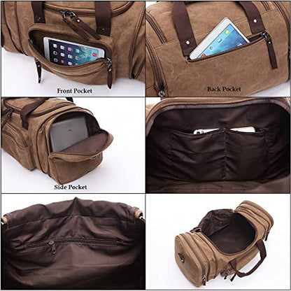 Duffle Bag for Travel, Large Canvas Duffel Bag for Travelling Overnight Weekender Bag Carry On Bag for Men Women Grey - color: Grey