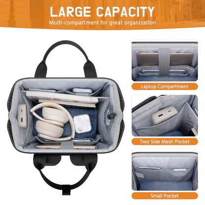 Maelstrom Laptop Backpack for Women Men, 15.6-17.3" Waterproof Travel Bag - color: Black-beige, size: 17.3 Inch