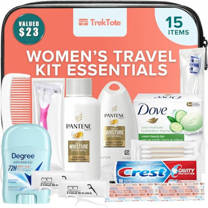 15-Piece Women’s Travel Toiletry Kit – With Premium Brand-Name Toiletries - size: 1 Pack