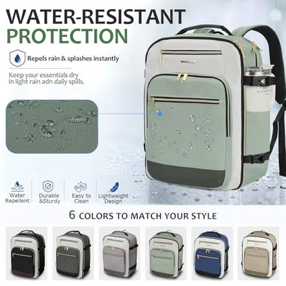 EMPSIGN 40L Travel Backpack for Women & Men - color: Beige/Light Green/Army Green