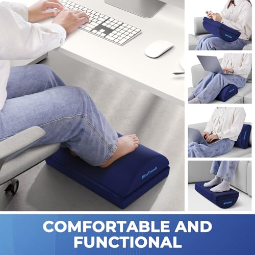 BlissTrends Foot Rest Under Desk, Foot Stool with 2 Adjustable Heights - color: Blue, size: X-Large