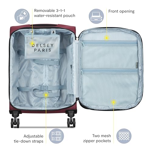 DELSEY PARIS Sky Max 3.0, 21 Inch Carry-On Luggage, Burgundy - color: Burgundy, size: Carry-on, 21 Inch