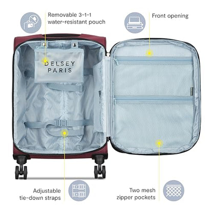 DELSEY PARIS Sky Max 3.0, 21 Inch Carry-On Luggage, Burgundy - color: Burgundy, size: Carry-on, 21 Inch