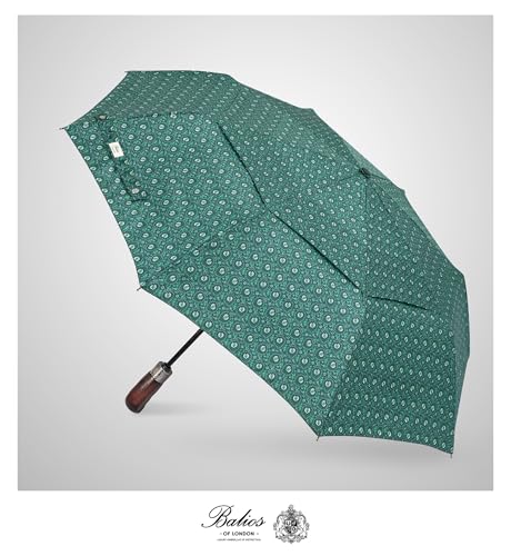Balios Folding Umbrella Real Wood Handle Auto Open Close - color: Walnuts Alpine Green
