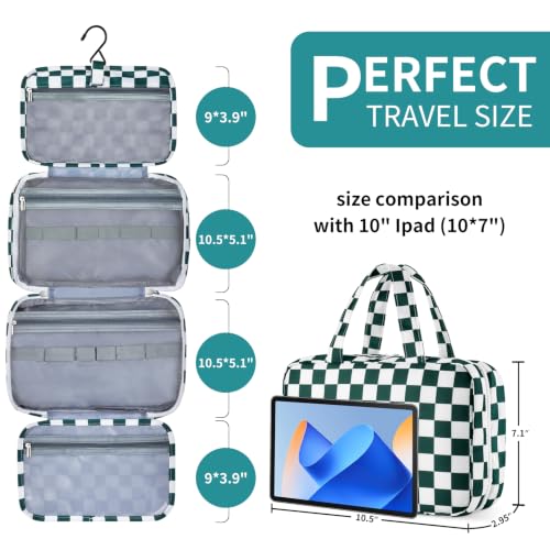 Personalized Travel Hanging Toiletry Makeup Bag Green Checkerboard S - color: Green Checkerboard, size: S