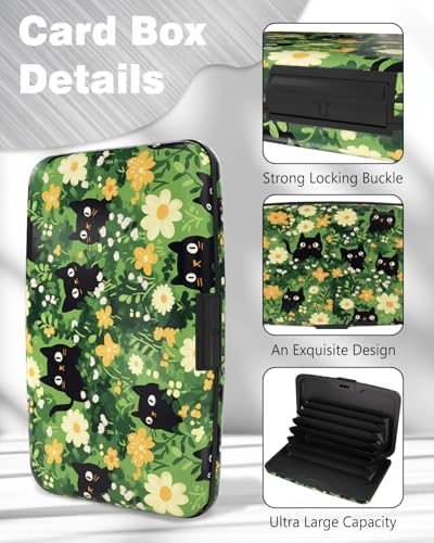 Maicican Credit Card Holder, Mini RFID Blocking Aluminum Wallet - color: Cats and Flowers