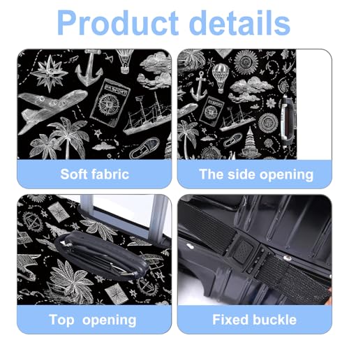 Black Luggage Cover Washable Suitcase Protector Anti-scratch Suitcase cover Fits 24-26 Inch Luggage M - color: Black, size: M(24-26inch suitcase)