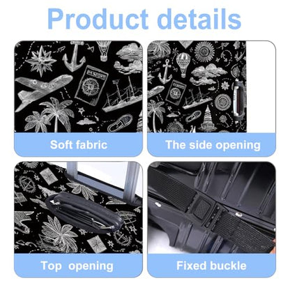 Black Luggage Cover Washable Suitcase Protector Anti-scratch Suitcase cover Fits 24-26 Inch Luggage M - color: Black, size: M(24-26inch suitcase)