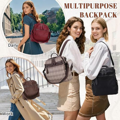VX VONXURY Small Backpack Purse for Women, Faux Leather, Fit 9.7" IPad - color: Standard-coffee Fits Folder