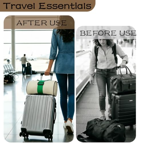 2Pack Adjustable Luggage Straps for Suitcases, Connect Bag to Suitcase (Green) - color: Green