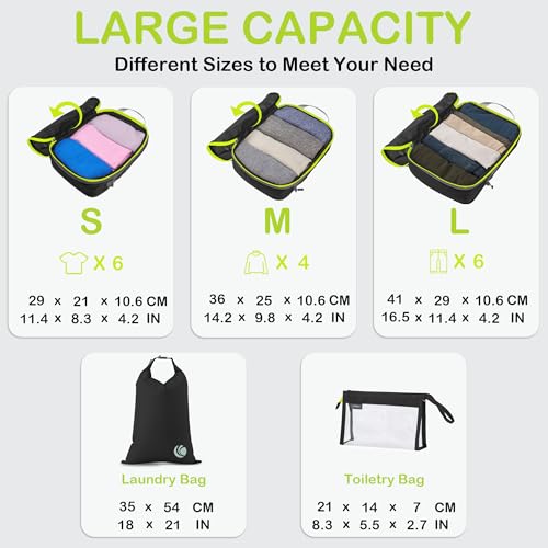 Cipway Compression Packing Cubes for Travel (6 Piece,Black) - color: Black, size: 6PCS