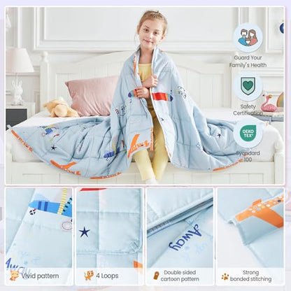 Weighted Blanket 5lbs Small Heavy Throw Blanket Gifts 36"x48" Airplane - color: Blue Airplane, size: 36"×48" 5lbs