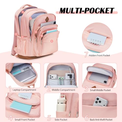 DIGOBAY Shool Backpack for Girls 3PCS Backpacks with Lunch Bag Pencil Case - color: Pink