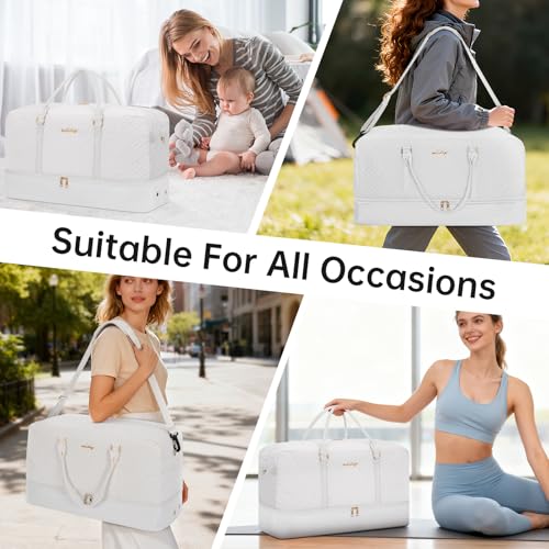 21" Weekender Bag Overnight Bag Travel Duffel Bag for Women - color: Beige, size: Large