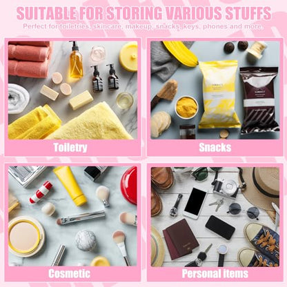 BuyCard Chenille Letter Clear Medicine Bags, Makeup Meds Bags, Preppy Patch Cosmetic Bag with Zipper&Wristlet, Waterproof PU&PVC Toiletry Medicine Storage Case, Portable Travel Drugs Pills Pouch Pink - color: Pink-Meds