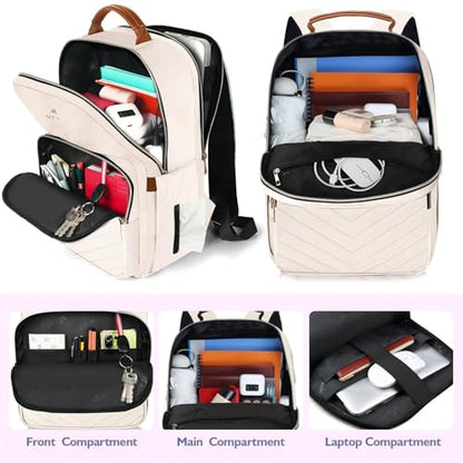 MATEIN Backpack for High School Girl, 17 Inch Laptop Backpack Travel, Beige - color: Beige, size: 17inch