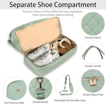 Weekender Bags for Women Travel with Shoe Compartment, Light Green - color: E-Light Blue