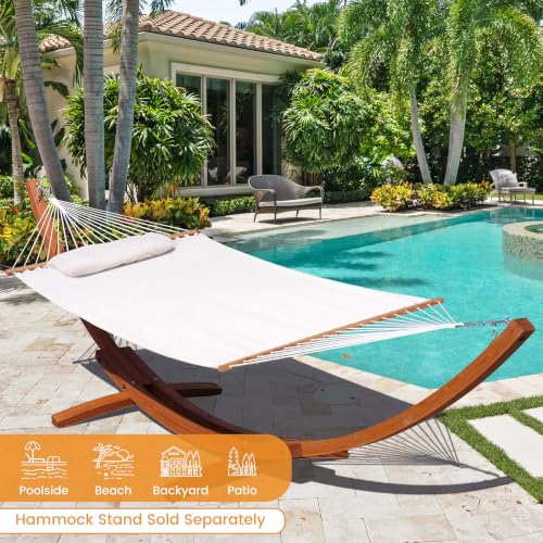 Lazy Daze 12 FT Sunbrella Fabric Hammock, Non-Fading Double Outdoor Hammock - color: Cast Pumice