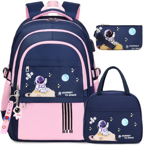 ACESAK Astronaut Backpack for Girls - Girls Backpack with Lunch Bag - color: Pink