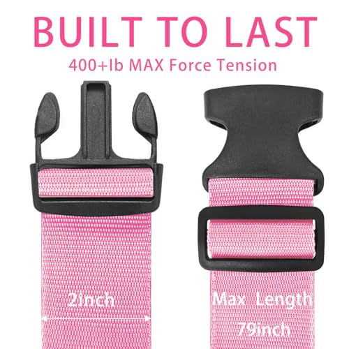 BILIONE Luggage Straps for Suitcases,79" Long Adjustable Luggage Belts - color: Black+Pink, size: 4Pcs