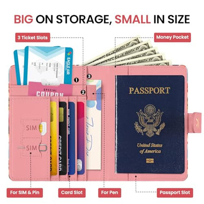 Passport Holder for Travel, RFID Blocking Wallet with Magnetic Closure - color: Z-Garden