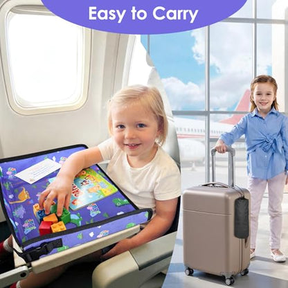 Kids Tray Table Cover, Airplane Tray Cover with Pockets - color: Blue