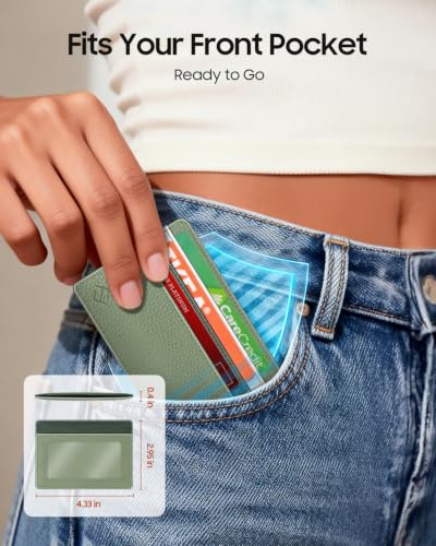 FINTIE Slim Minimalist Front Pocket Wallet RFID Blocking Credit Card Holder - color: gradient green