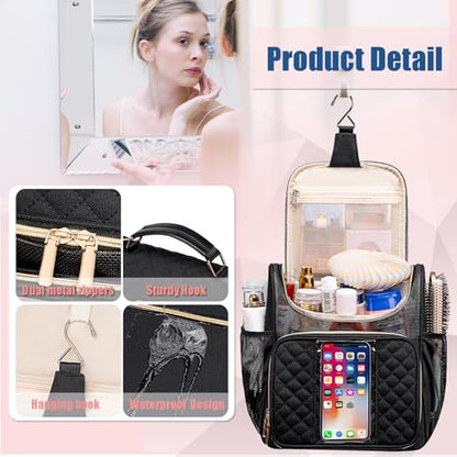 Otevan Large Toiletry Bag for Women Men,Quick Dry Hanging Toiletry Bag - color: Black