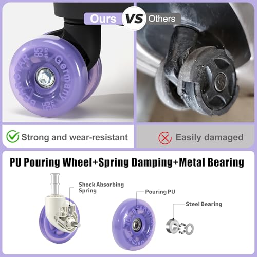ROPLUS Aluminium Frame Checked-Luggage with Smooth Jelly Wheels, Hardside Zipperless Rolling Suitcase with TSA Lock (BlackPurple, 24-Inch) - color: Black& Purple, size: 24 inch
