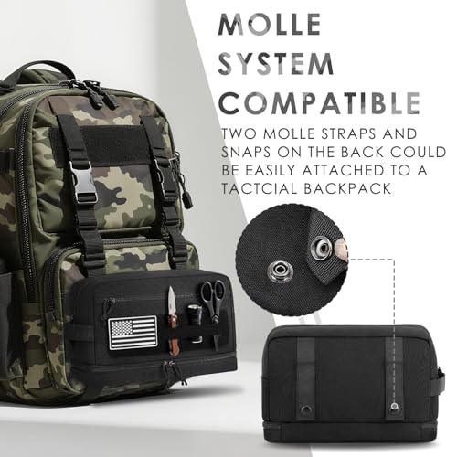 Tactical Toiletry Bag for Men, EDC Travel Hygiene Bag with Double-layer - size: M