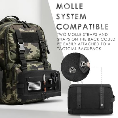 Tactical Toiletry Bag for Men, EDC Travel Hygiene Bag with Double-layer - size: M