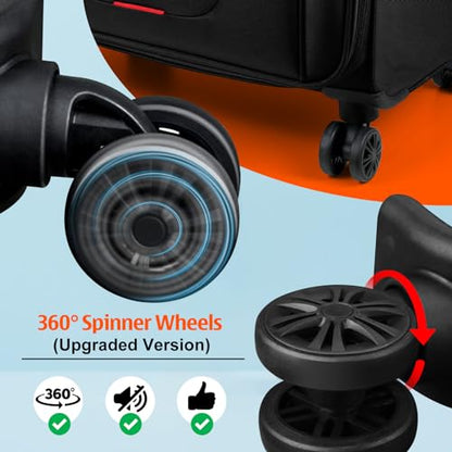 Verdi Luggage 2 Piece Set Suitcase Spinner Wheels Softshell Expandable, Carry On Luggage with USB Port (Black, 2-Piece set(20/24)) - color: Black, size: 2-Piece set(20/24)