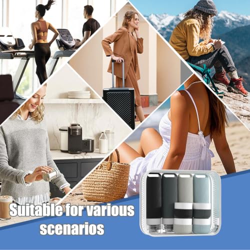 Travel Toiletry Containers 26Pcs Silicone Leakproof TSA Approved Set - color: Black Gray A