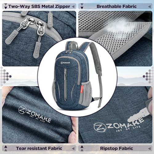 ZOMAKE Lightweight Packable Backpack, 10L Small Foldable Daypack for Hiking - color: Navy Blue A3, size: 10L