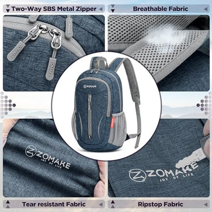 ZOMAKE Lightweight Packable Backpack, 10L Small Foldable Daypack for Hiking - color: Navy Blue A3, size: 10L