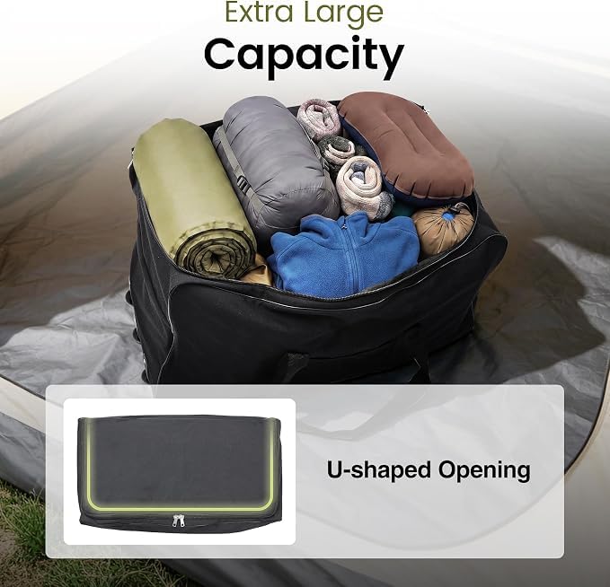 REDCAMP Foldable Rolling Duffel Bag with 3 Wheels 120L Large Travel Bag - color: GREEN