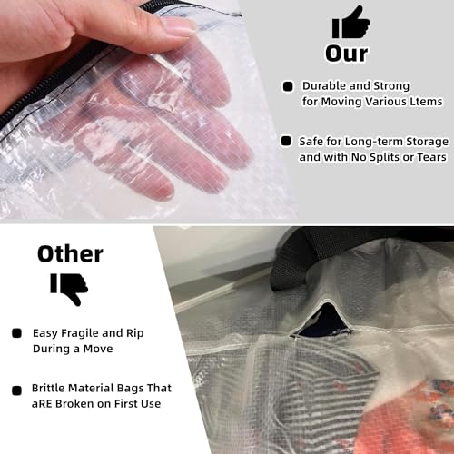 GONGKANGYUAN 2 Pack Clear Storage Bags with Zipper and Handles – Blanket Bags for Closet Storage, Moving & College Packing – Underbed Organizer for Clothes, Pillows, Bedding, Christmas Wreaths
