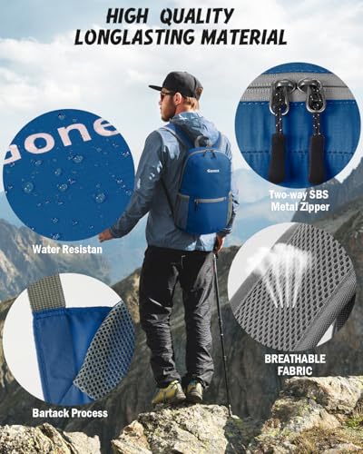 Gonex Packable Daypack Backpack 20L Lightweight Foldable Travel Bag - color: Dark Blue
