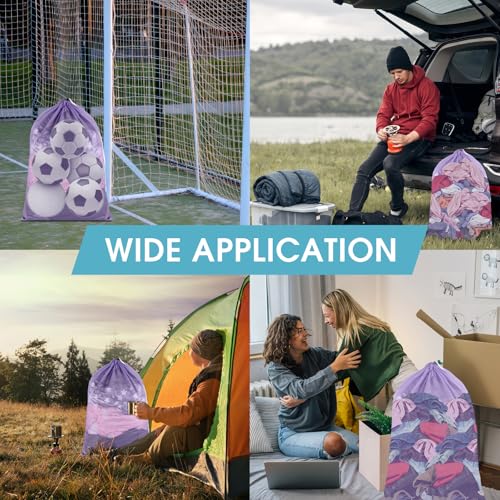 2 Pack Mesh Laundry Bags 23x34 Inch Drawstring Locking for Travel Home - color: Purple