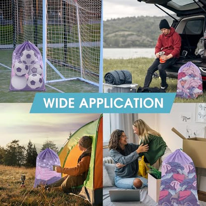 2 Pack Mesh Laundry Bags 23x34 Inch Drawstring Locking for Travel Home - color: Purple