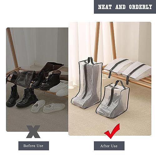 Fazhongfa Travel Bags for Luggage Packing, Clear Stackable Storage Dust Waterproof Shoe Bags in Closet 2 Set Hanging Bags (Clear Gray-Thigh Boot) - style: Clear Gray-thigh Boot