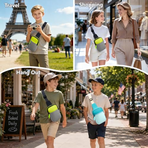Girls Fanny Pack Purse, Crossbody Bag Birthday Gifts for Tween Girls 8-12 - color: Green Gray