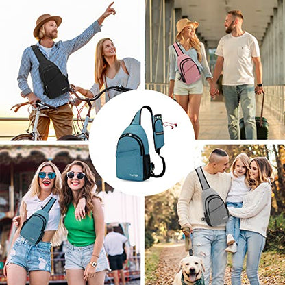 Crossbody Sling Bag for Women Men Multipurpose Sling Backpack Travel Essentials Hiking Shoulder Bag Daypack - color: A1-teal Blue