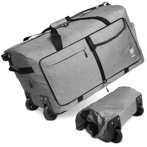 Bago Rolling Duffle Bag with Wheels - 27" 80L Foldable Weekender Bag, Waterproof Travel Duffel Bag, Heavy Duty Lightweight Duffle Bag for Traveling, Rolling Duffel Bag with Wheels (SnowGray2023) - color: SnowGray, size: 80L