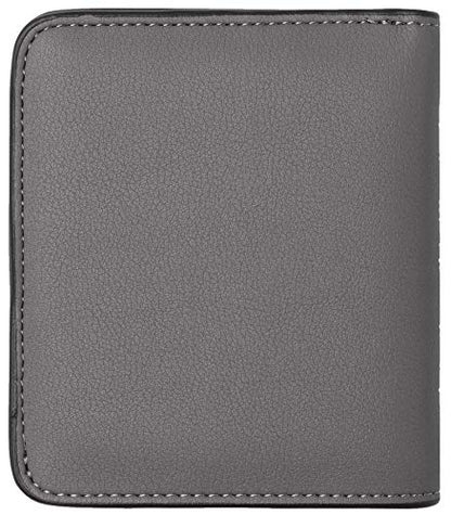 Toughergun Women’s Small Slim Leather Wallet with RFID Protection, Compact Bifold Mini Purse with Clear ID Window - color: 07 ReNapa Grey Light