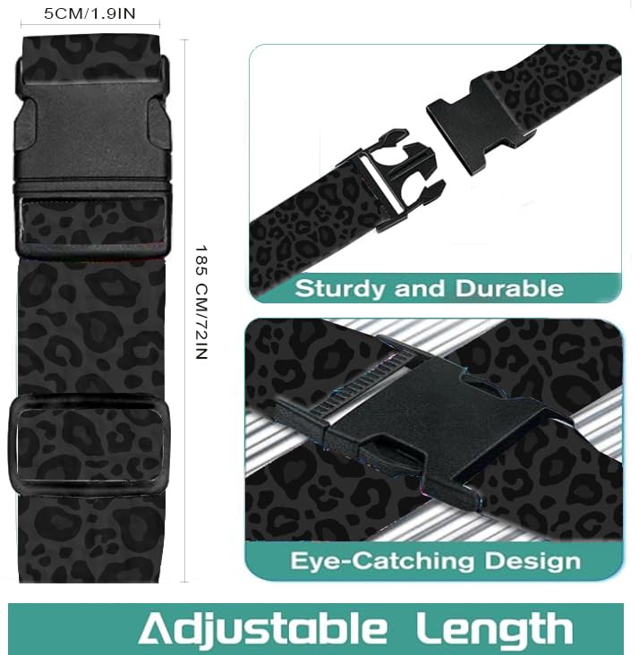 Luggage Straps for Suitcases Travel Belt Accessories, Cute Suitcase Strap, Adjustable Luggage Belt Strap, Heavy Duty with Quick-Release Buckle Luggage Strap Luxury Black Leopard - color: Luxury Black Leopard