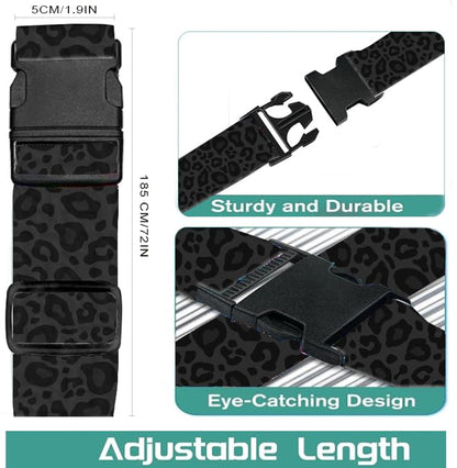 Luggage Straps for Suitcases Travel Belt Accessories, Cute Suitcase Strap, Adjustable Luggage Belt Strap, Heavy Duty with Quick-Release Buckle Luggage Strap Luxury Black Leopard - color: Luxury Black Leopard