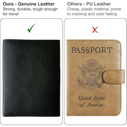 Deluxe Personalized Monogrammed Black Leather RFID Passport Wallet - color: Black, style: Deluxe