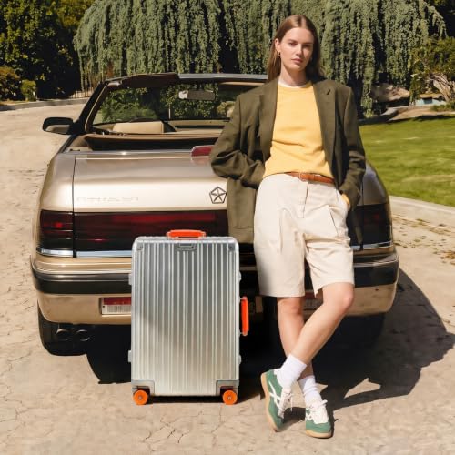 20 Inch All Aluminum Zipperless Carry On Luggage,Hard Shell Suitcase - color: Silver