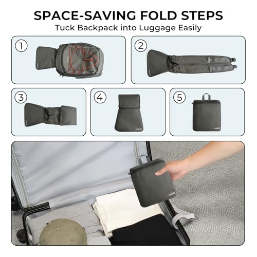 Small Hiking Backpack 13L Lightweight Foldable Travel Daypack for Men Women - color: Light Grey